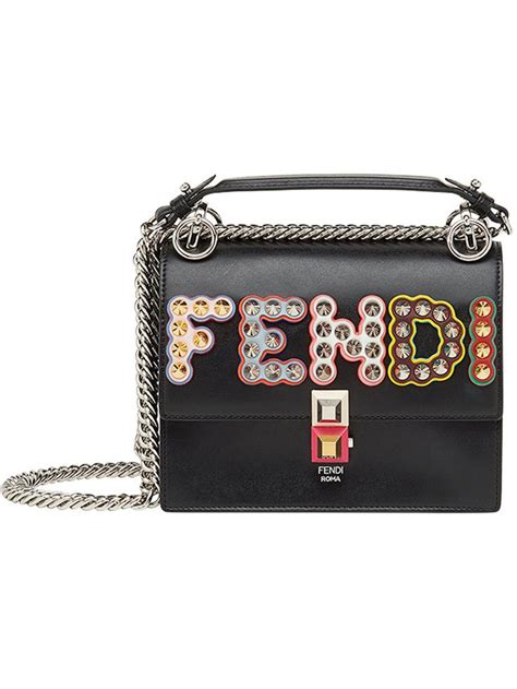 fendi kan i small leather cross body bag|Fendi monogram shoulder bag.